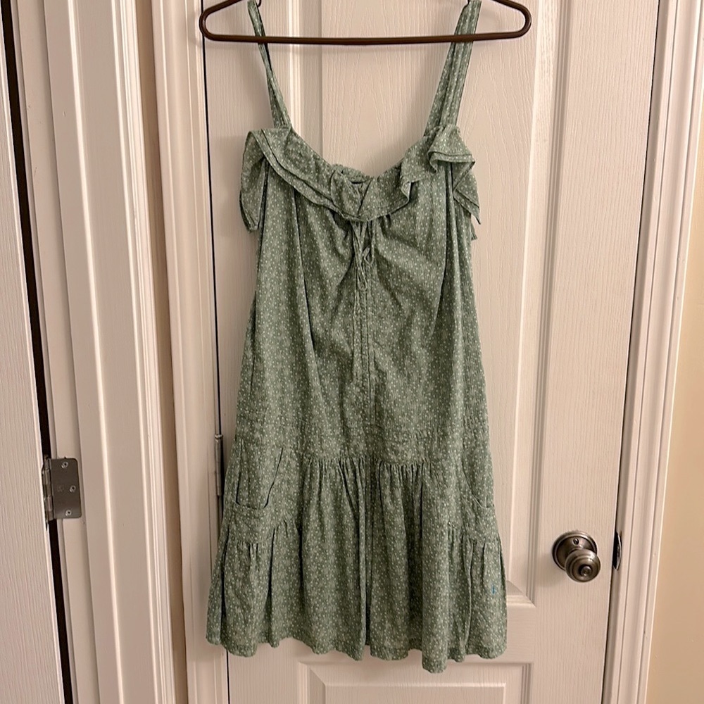 Marc Jacobs green mini dress with white floral design, size zero/small